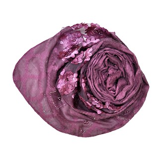 Heavy Lace Hijab With Kite Shaped Diamond Work - Purple